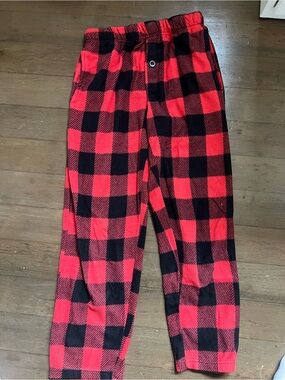 Youth Red & Black Buffalo Plaid Pants with Logo Tag